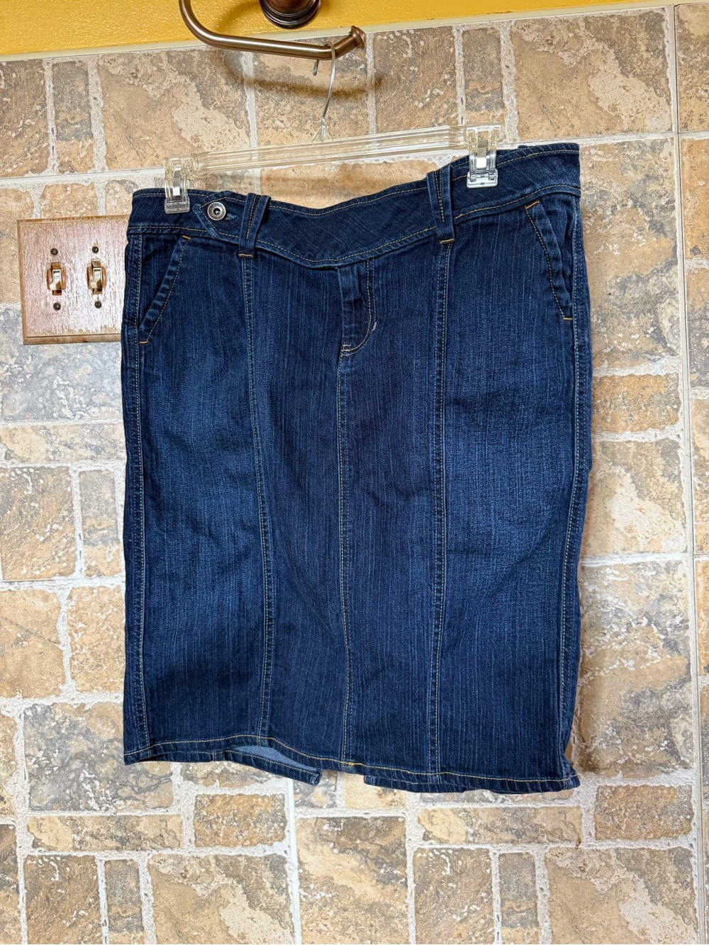 GAP Jeans Stretch Indigo Denim Straight MIDI Skirt Size 14